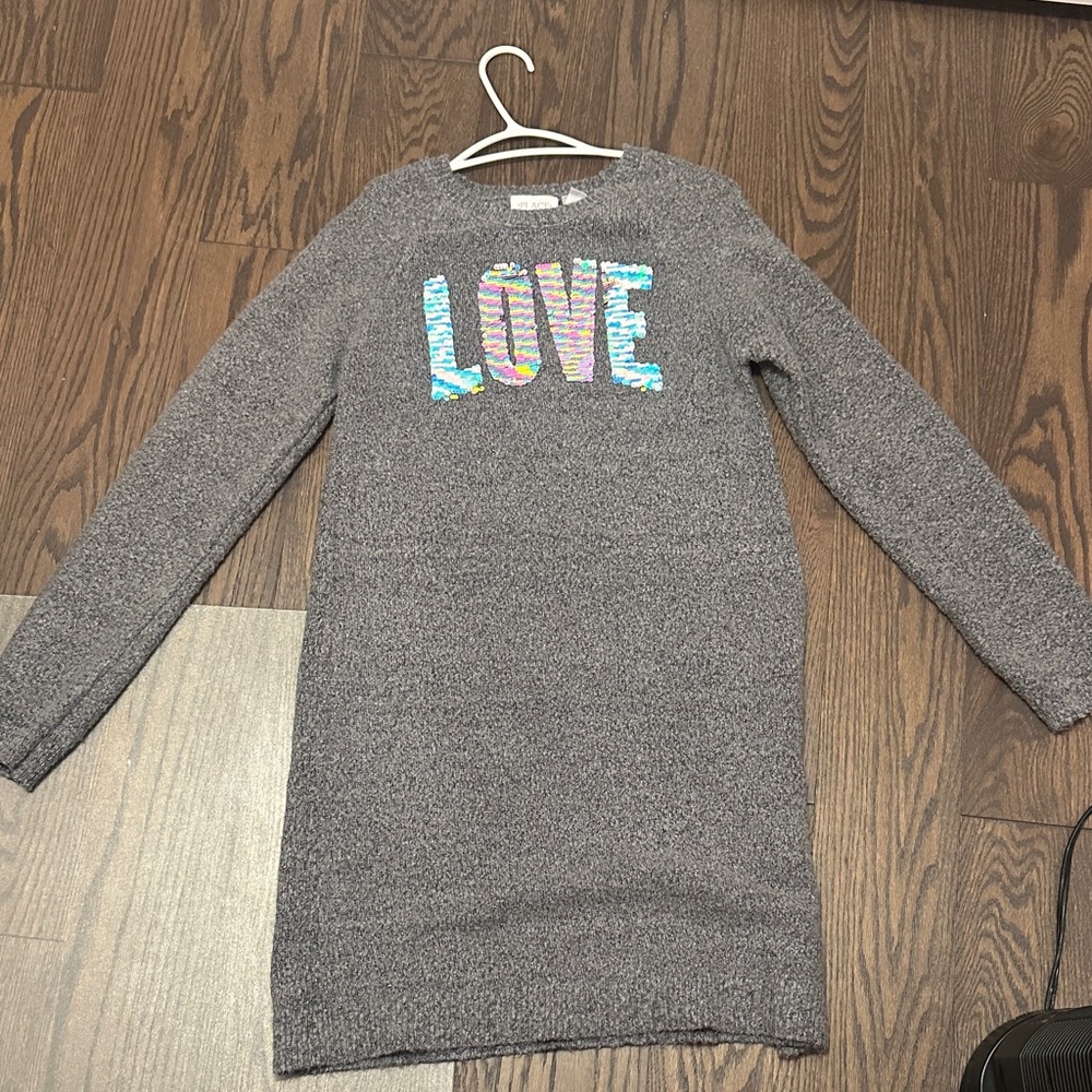 The Children's Place Gray Sweater Dress with Colorful LOVE